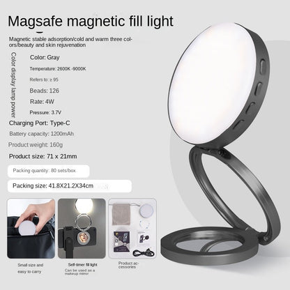 New YSH-126 LED Magnetic Phone Fill Light Photography Lamp Desktop Video Conference Live Pocket Light Mirror