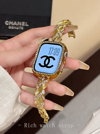 Wheat Spike Diamond-Encrusted Metal Starlight Watch Band for Apple Watch Female