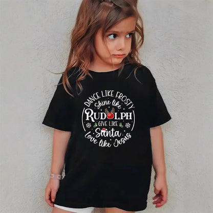 Combed Cotton New Christmas Children's Short Sleeve Girls' T-Shirt Kids Clothing Boys' Short Sleeve