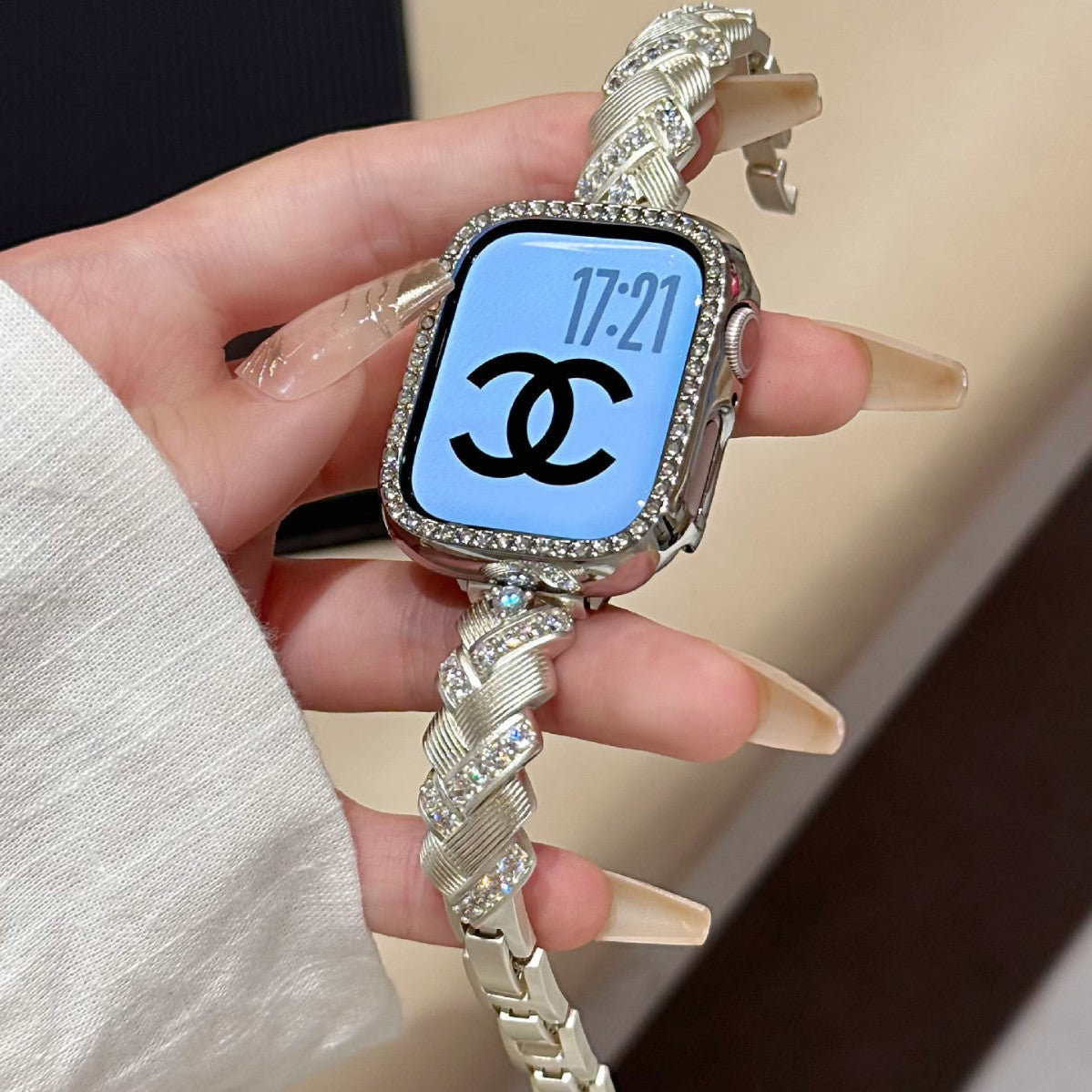 Wheat Spike Diamond-Encrusted Metal Starlight Watch Band for Apple Watch Female