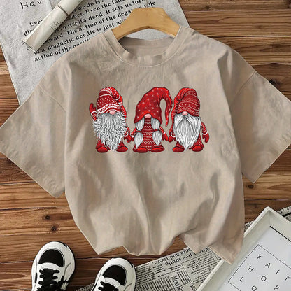 Doll Cotton Women's Short Sleeve Fashion Style Top American Christmas New Arrival