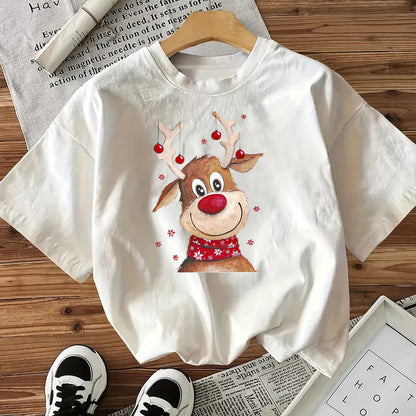 Fashionable Style Short Sleeve Cotton Women's Top American Christmas New Arrival