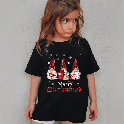 Combed Cotton New Christmas Children's Short Sleeve Girls' T-Shirt Kids Clothing Boys' Short Sleeve