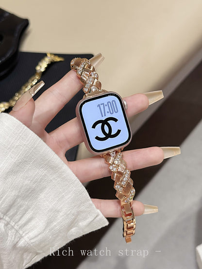 Wheat Spike Diamond-Encrusted Metal Starlight Watch Band for Apple Watch Female