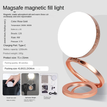 New YSH-126 LED Magnetic Phone Fill Light Photography Lamp Desktop Video Conference Live Pocket Light Mirror